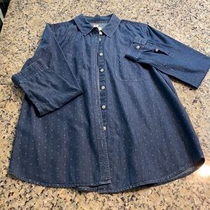 Denim Loft Button Down with Heart Pattern